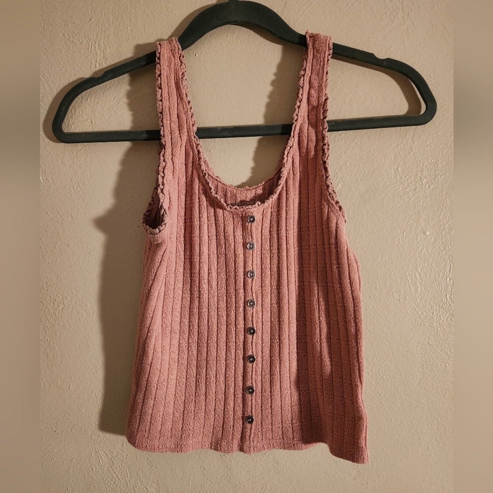 American Eagle Outfitters Ribbed Pink Tank Top